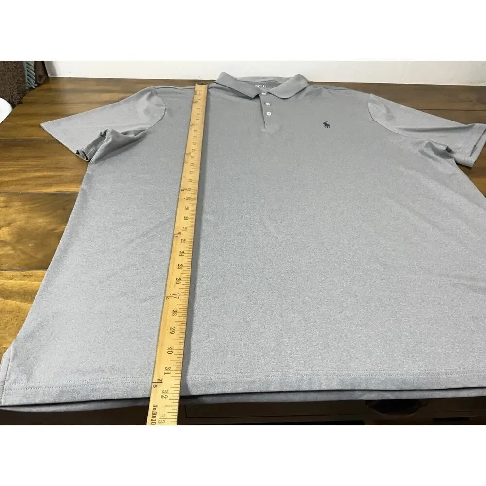 Polo Ralph Lauren Shirt Men 2XL Performance Gray Stretch Wicking Pony Golf